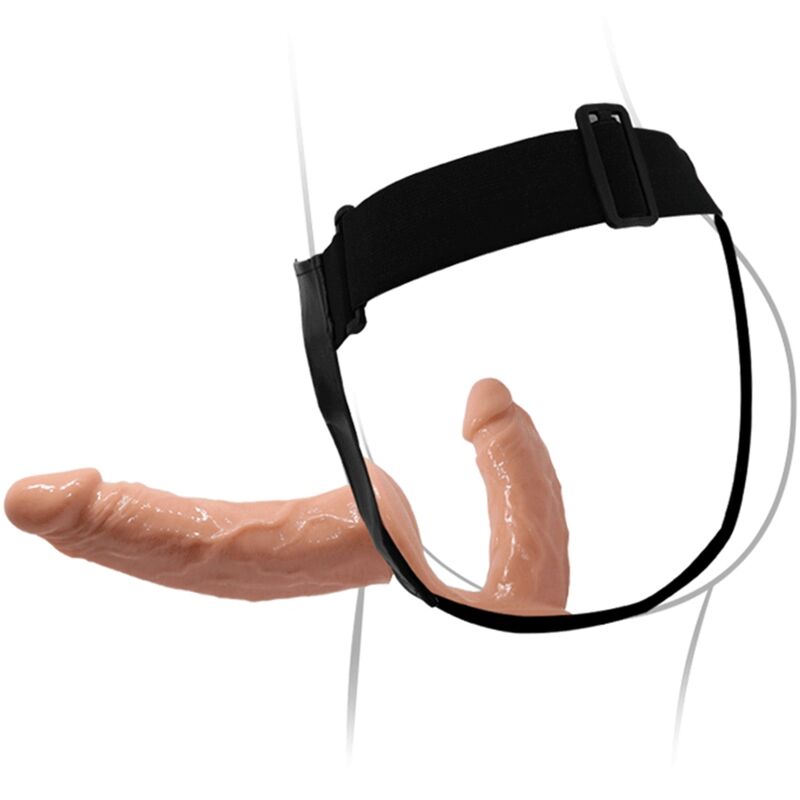 Baile Ultra Passion Doppeldildo mit Geschirr – geripptes TPR