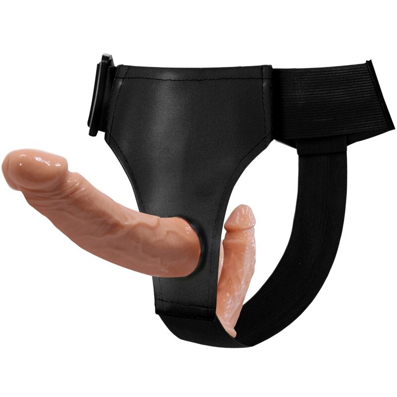 Baile Ultra Passion Doppeldildo mit Geschirr – geripptes TPR