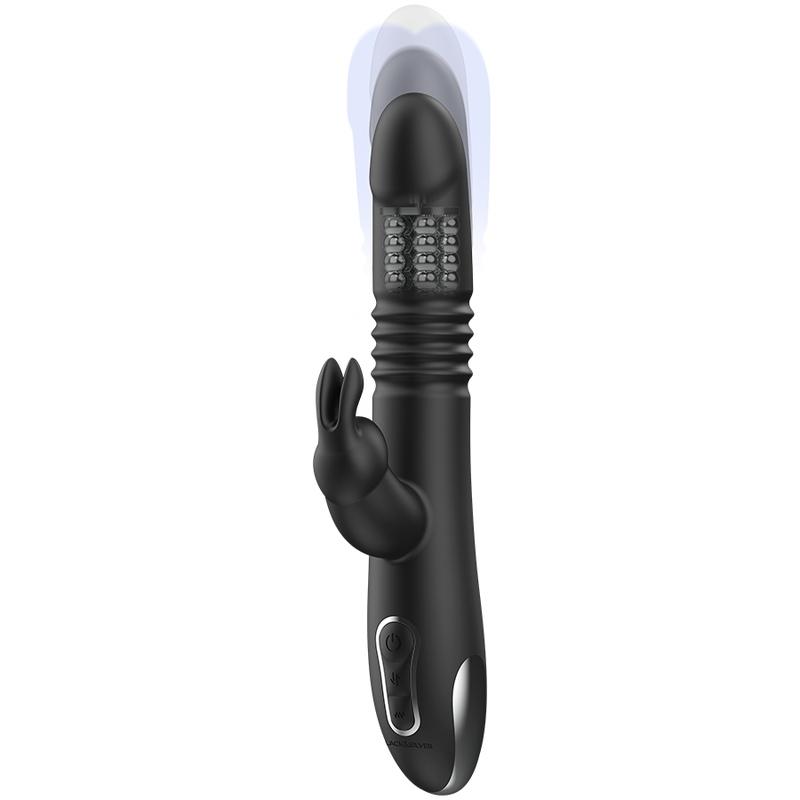 Black&Silver Kenji Rabbit-Vibrator Auf/Ab + WatchMe-Fernbedienung