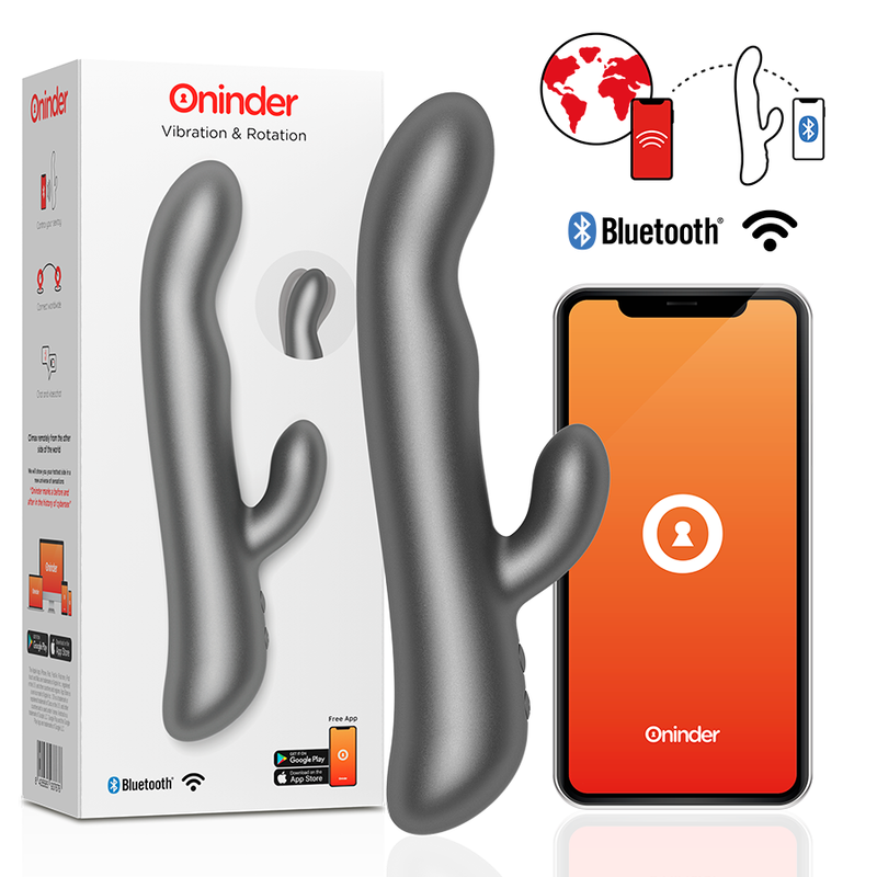 Oninder Oslo Rabbit-Vibrator & Rotation – schwarz, kostenlose App
