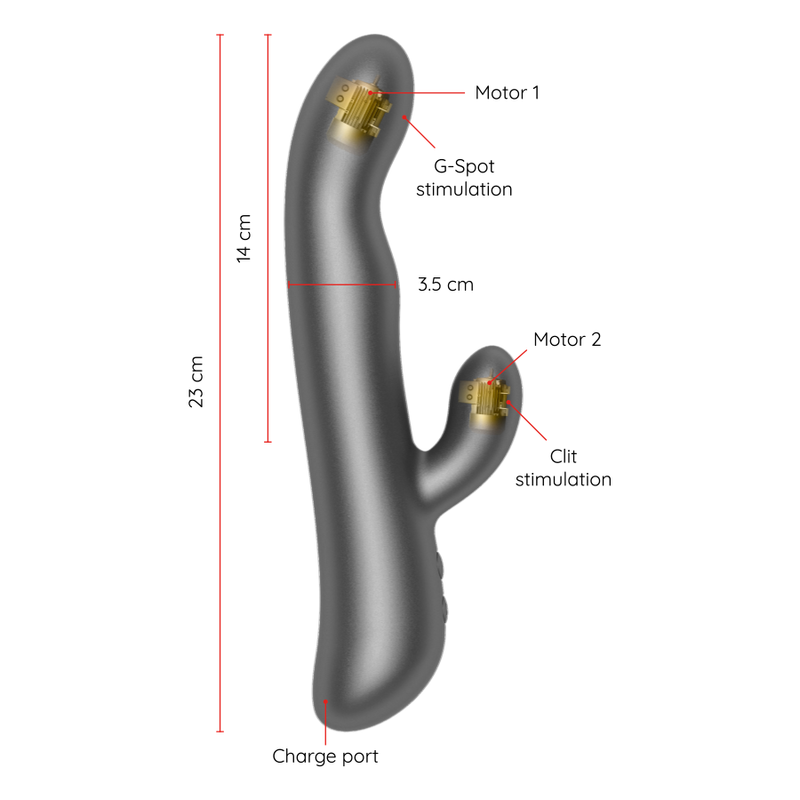 Oninder Oslo Rabbit-Vibrator & Rotation – schwarz, kostenlose App