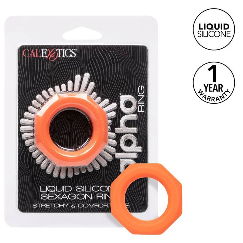 CalExotics Alpha Liquid Silicone Sexagon Ring – Orange
