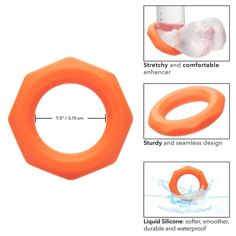 CalExotics Alpha Liquid Silicone Sexagon Ring – Orange