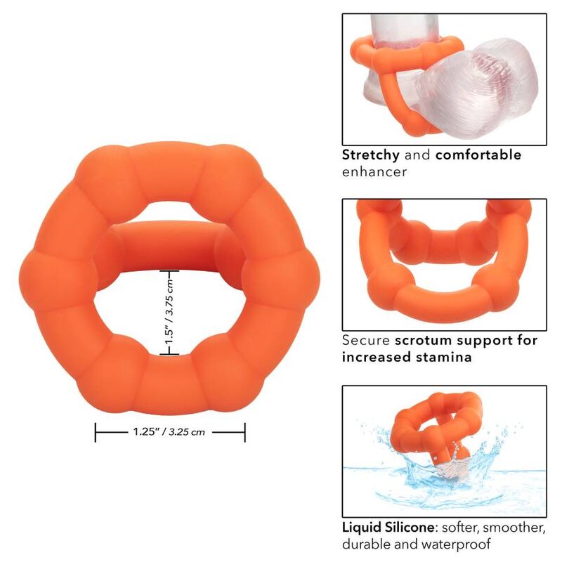 CalExotics Alpha Liquid Silicone All Star Ring – Orange