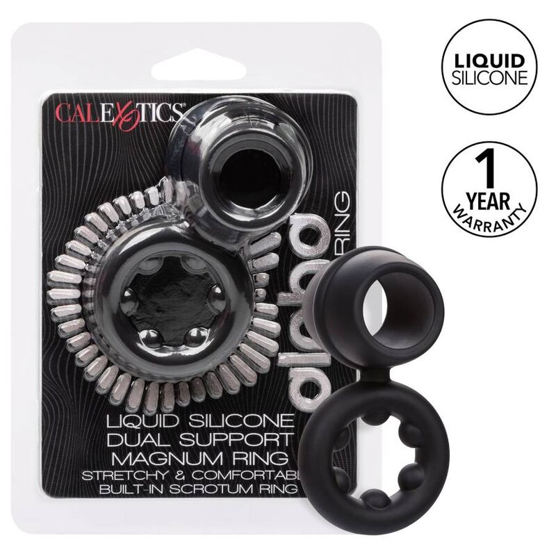 CalExotics Alpha Liquid Silicone Dual Magnum Ring – Schwarz