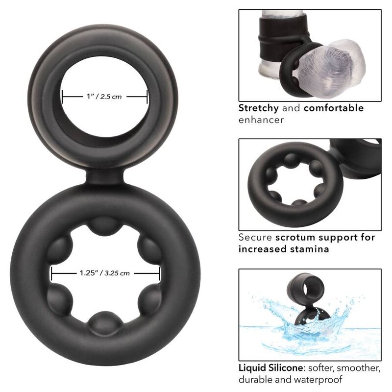 CalExotics Alpha Liquid Silicone Dual Magnum Ring – Schwarz