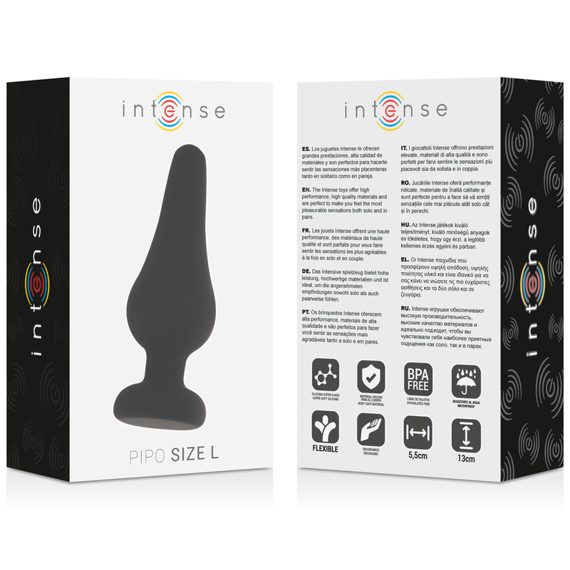 Intense Analplug Pipo L Schwarzes Silikon 13 CM