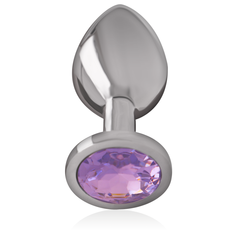 Intense Analplug aus Aluminiummetall mit Violettem Kristall, Grösse S
