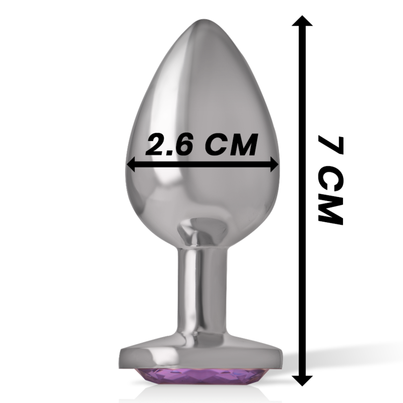 Intense Analplug aus Aluminiummetall mit Violettem Kristall, Grösse S