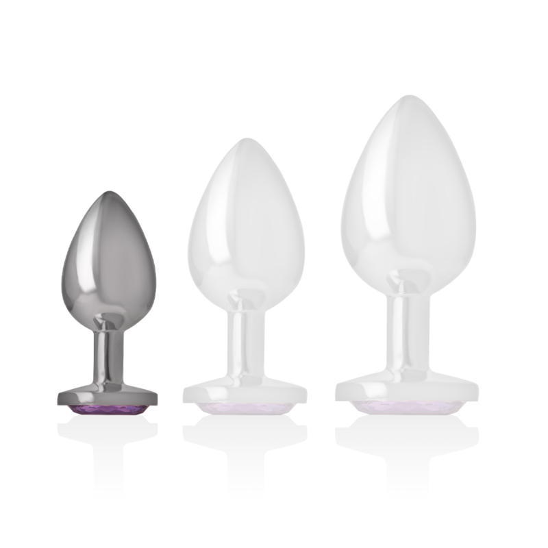 Intense Analplug aus Aluminiummetall mit Violettem Kristall, Grösse S