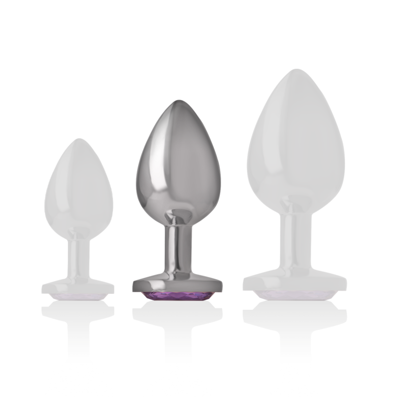 Intense Analplug aus Aluminiummetall mit Violettem Kristall, Grösse M