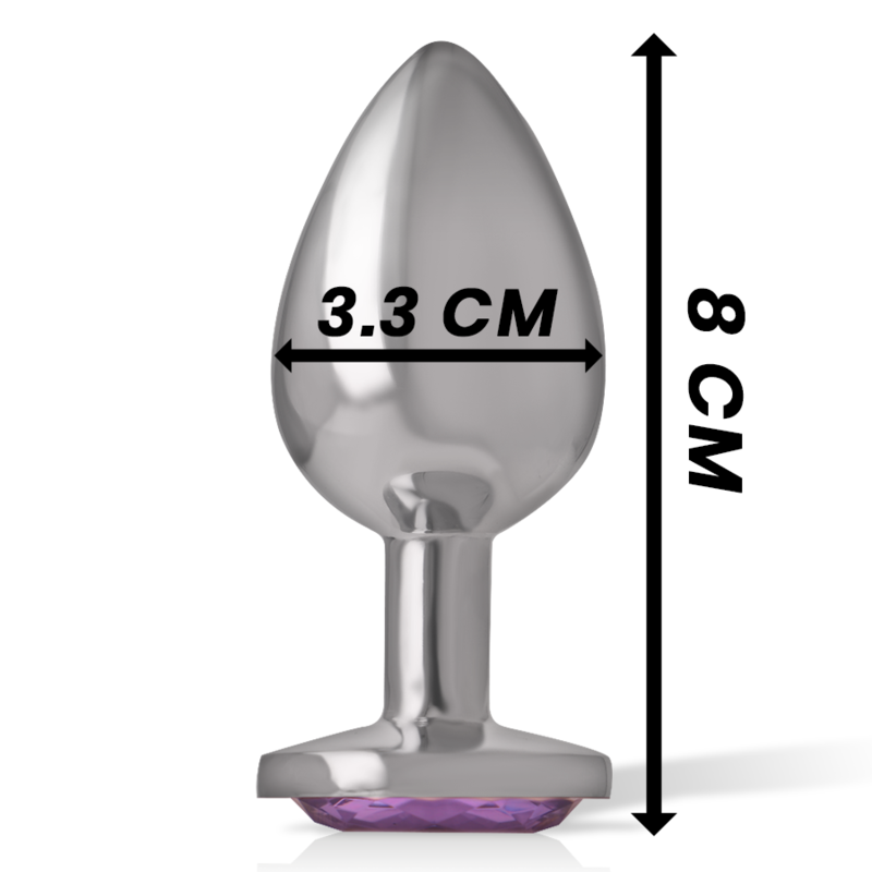 Intense Analplug aus Aluminiummetall mit Violettem Kristall, Grösse M