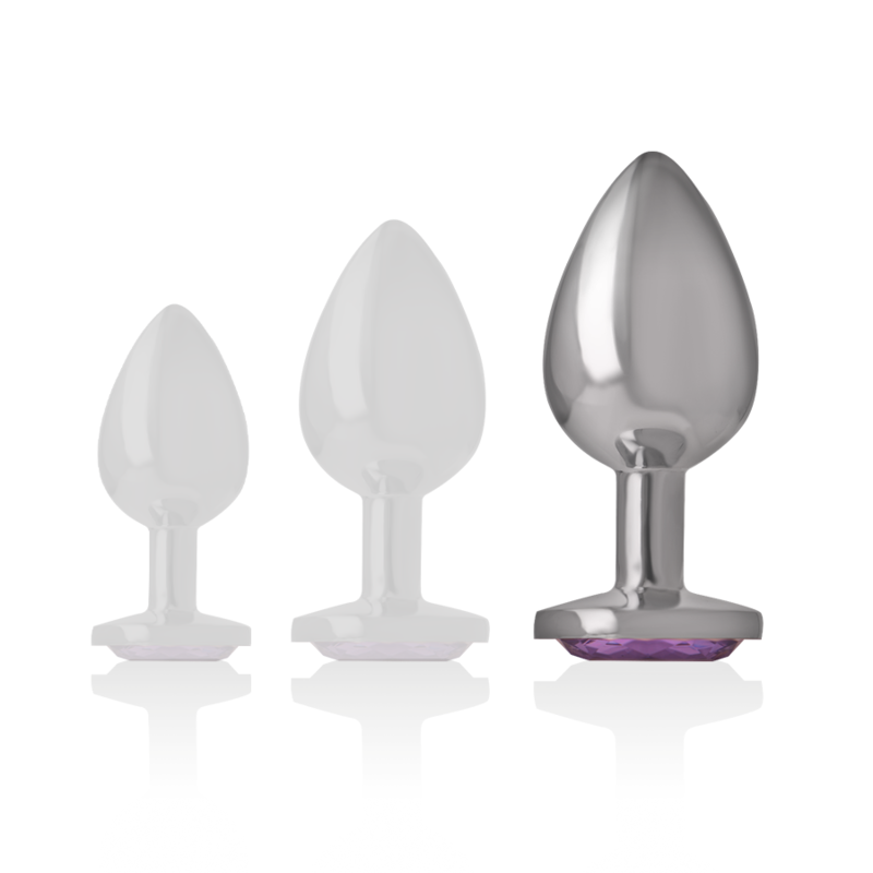 Intense Analplug aus Aluminiummetall mit Violettem Kristall, Grösse L