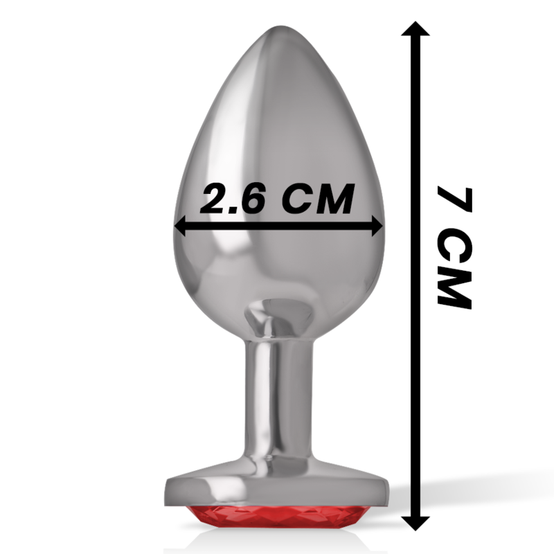 Intense Aluminium-Analplug mit rotem Kristall – Größe S