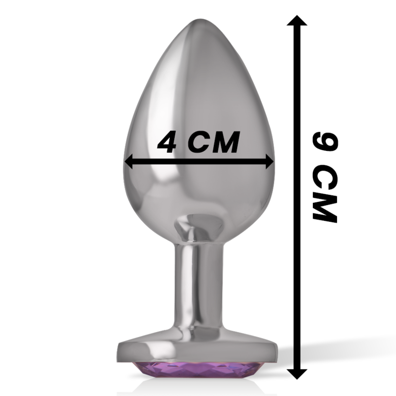 Intense Analplug aus Aluminiummetall mit Violettem Kristall, Grösse L