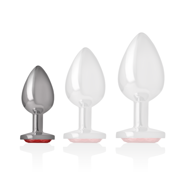 Intense Aluminium-Analplug mit rotem Kristall – Größe S
