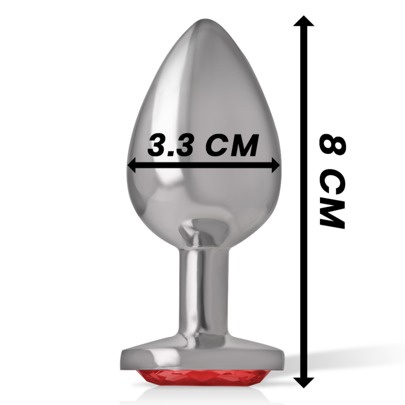 Intense Aluminium-Analplug mit rotem Kristall – Größe M