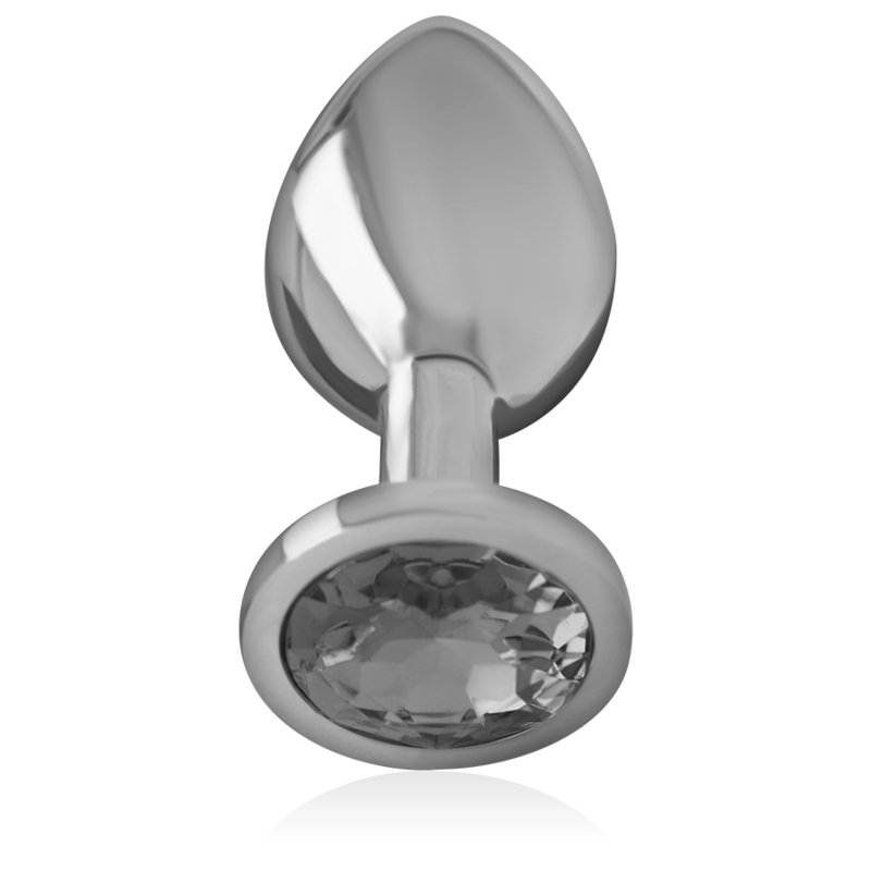 Intense Aluminium-Analplug mit schwarzem Kristall – Größe S