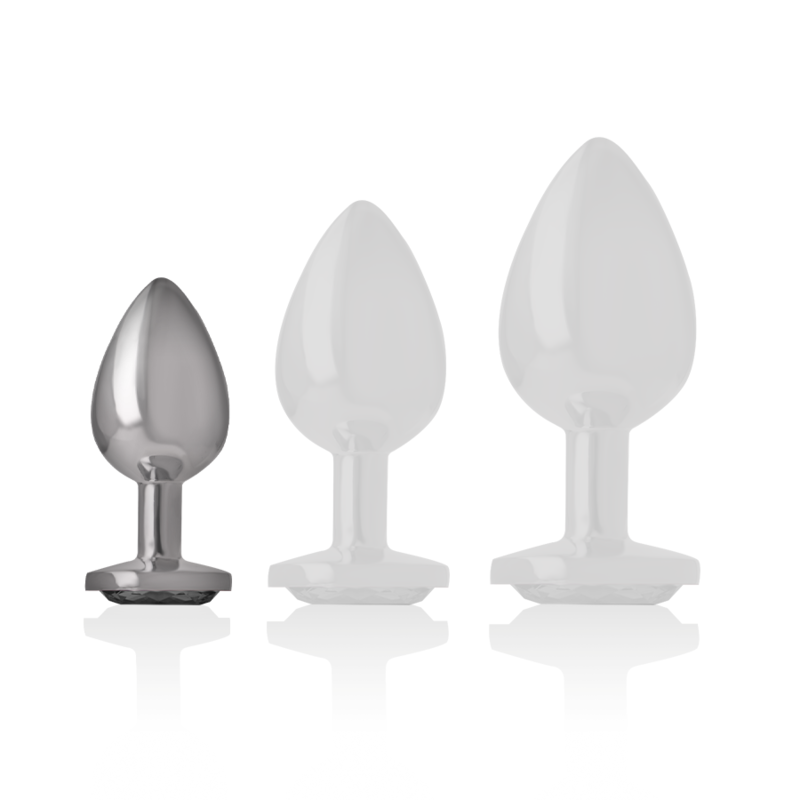 Intense Aluminium-Analplug mit schwarzem Kristall – Größe S