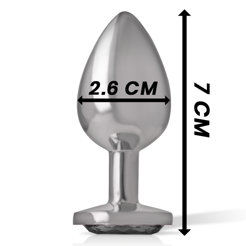 Intense Aluminium-Analplug mit schwarzem Kristall – Größe S