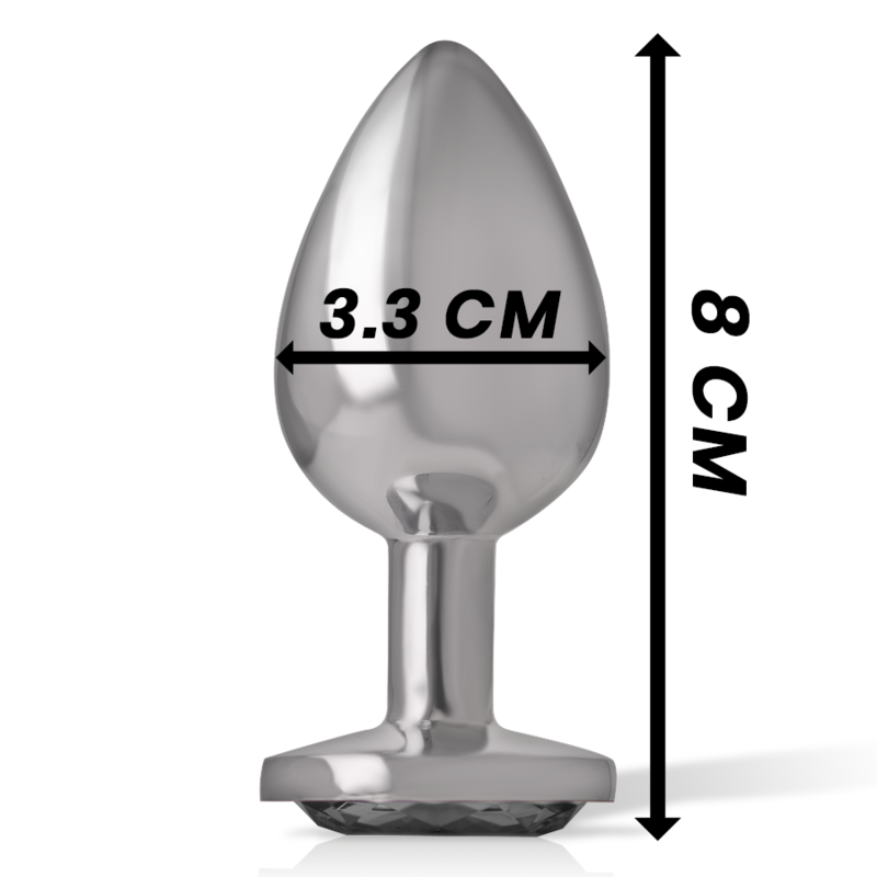 Intense Aluminium-Analplug mit schwarzem Glas – Größe M