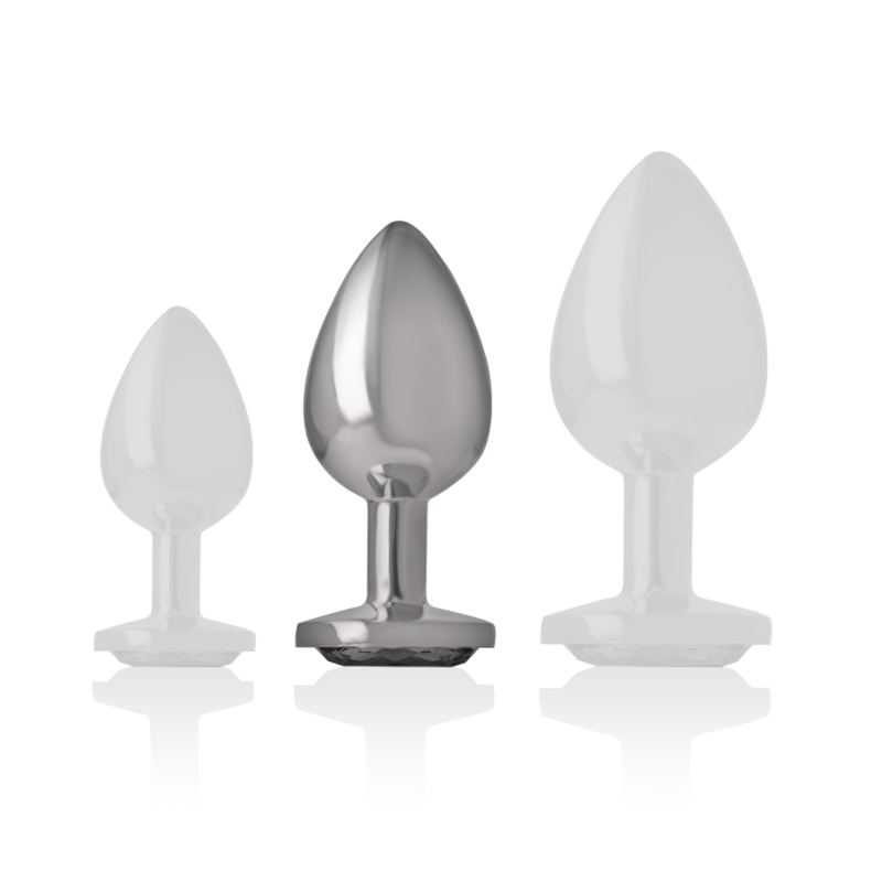 Intense Aluminium-Analplug mit schwarzem Glas – Größe M