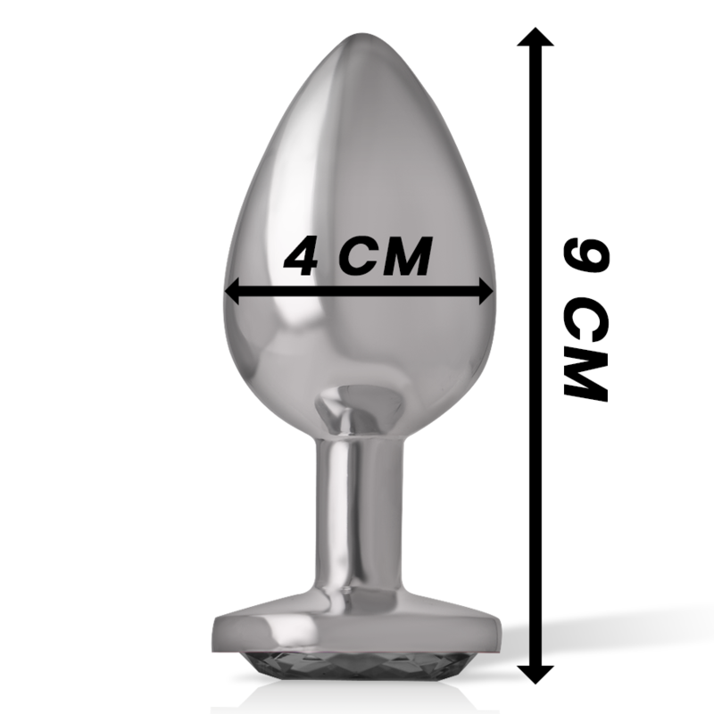 Intense Aluminium-Analplug mit schwarzem Glas – Größe L