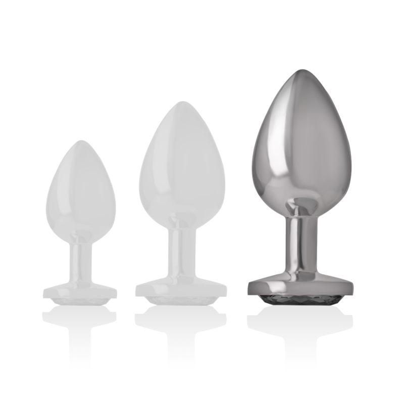 Intense Aluminium-Analplug mit schwarzem Glas – Größe L