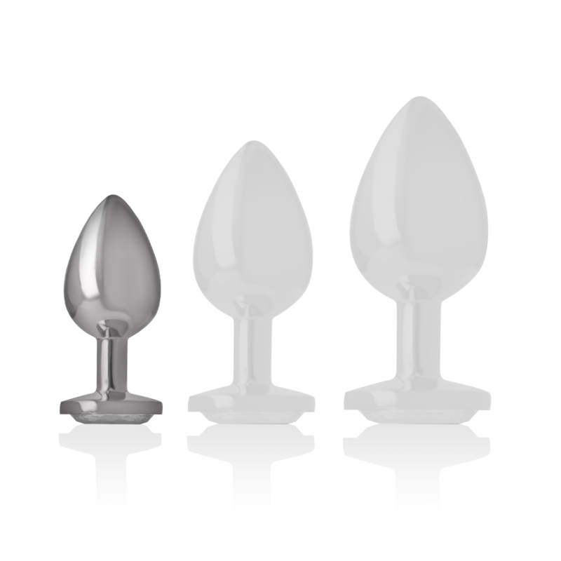 Intense Aluminium-Analplug mit silbernem Kristall – Größe S