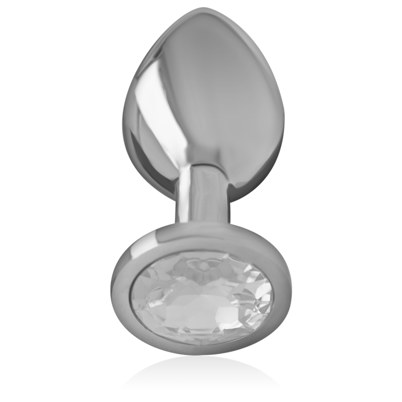Intense Aluminium-Analplug mit silbernem Kristall – Größe M
