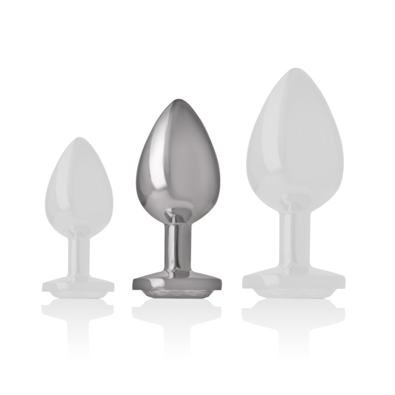 Intense Aluminium-Analplug mit silbernem Kristall – Größe M