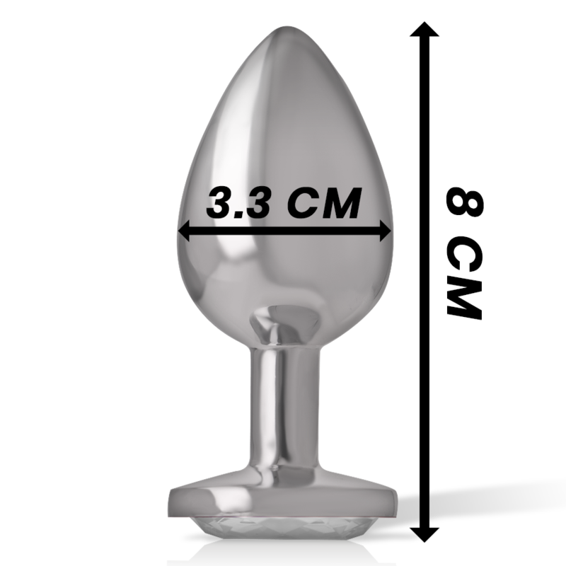 Intense Aluminium-Analplug mit silbernem Kristall – Größe M