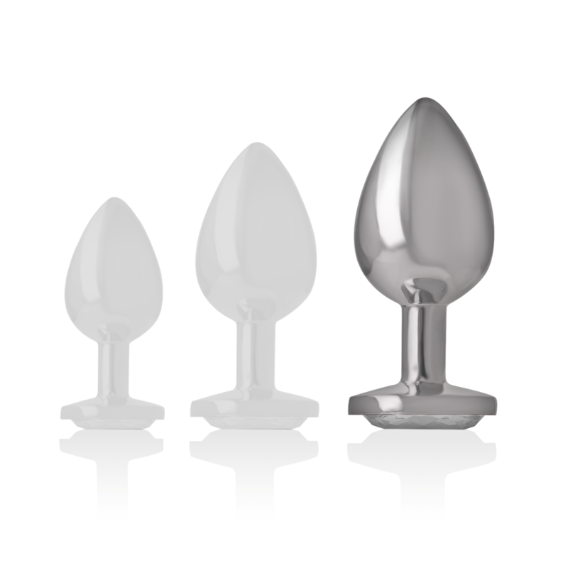 Intense Aluminium-Analplug mit silbernem Kristall – Größe L