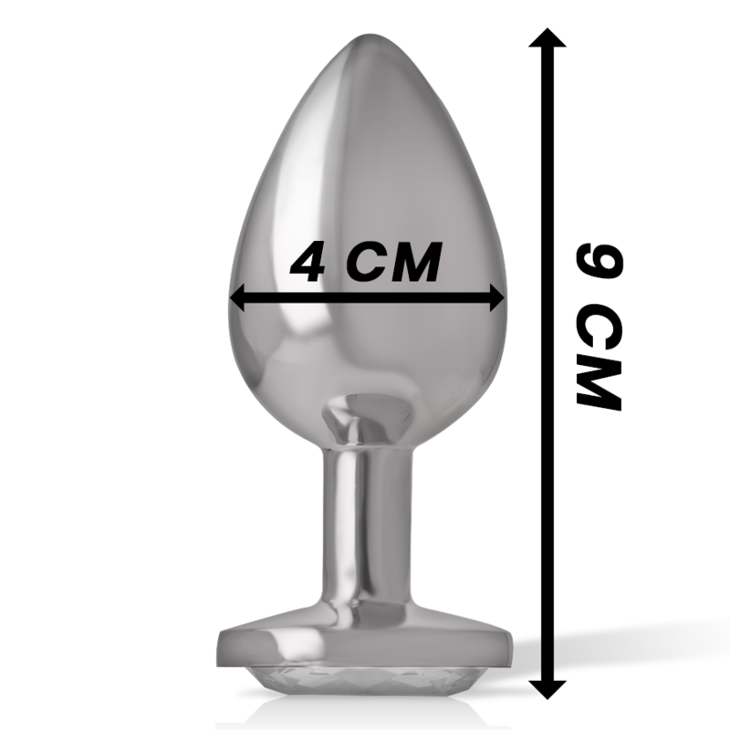 Intense Aluminium-Analplug mit silbernem Kristall – Größe L