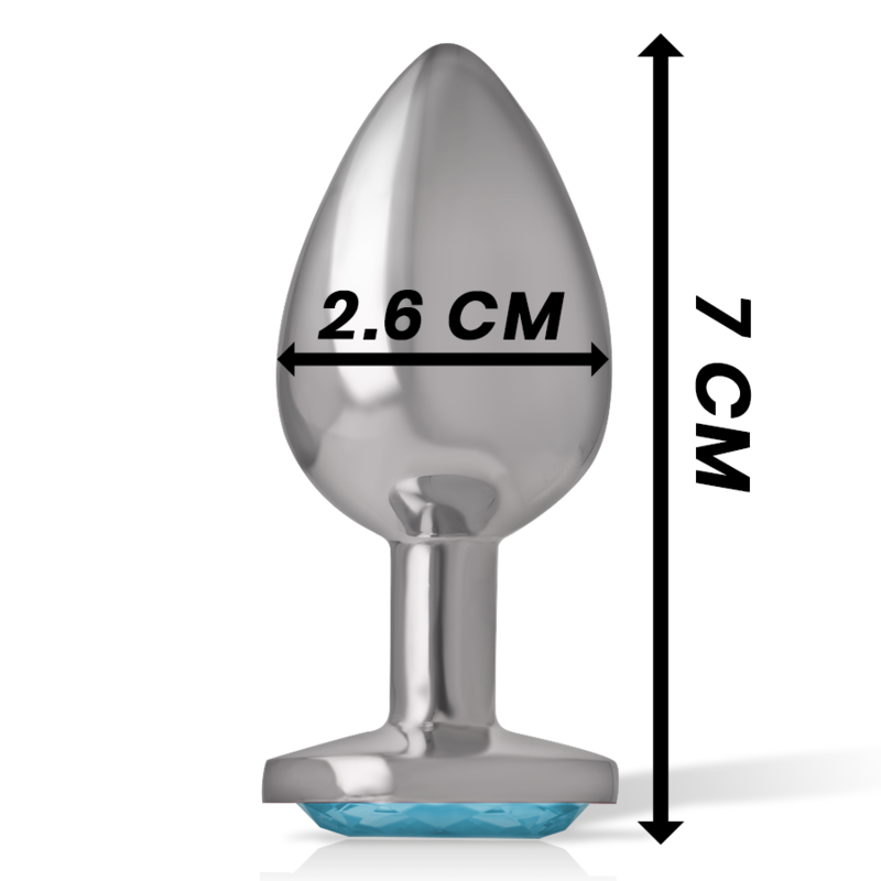 Intense Aluminium-Analplug mit blauem Kristall – Größe S