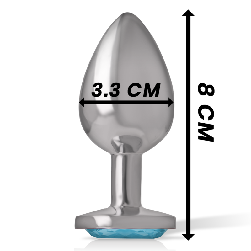 Intense Aluminium-Analplug mit blauem Glas – Größe M