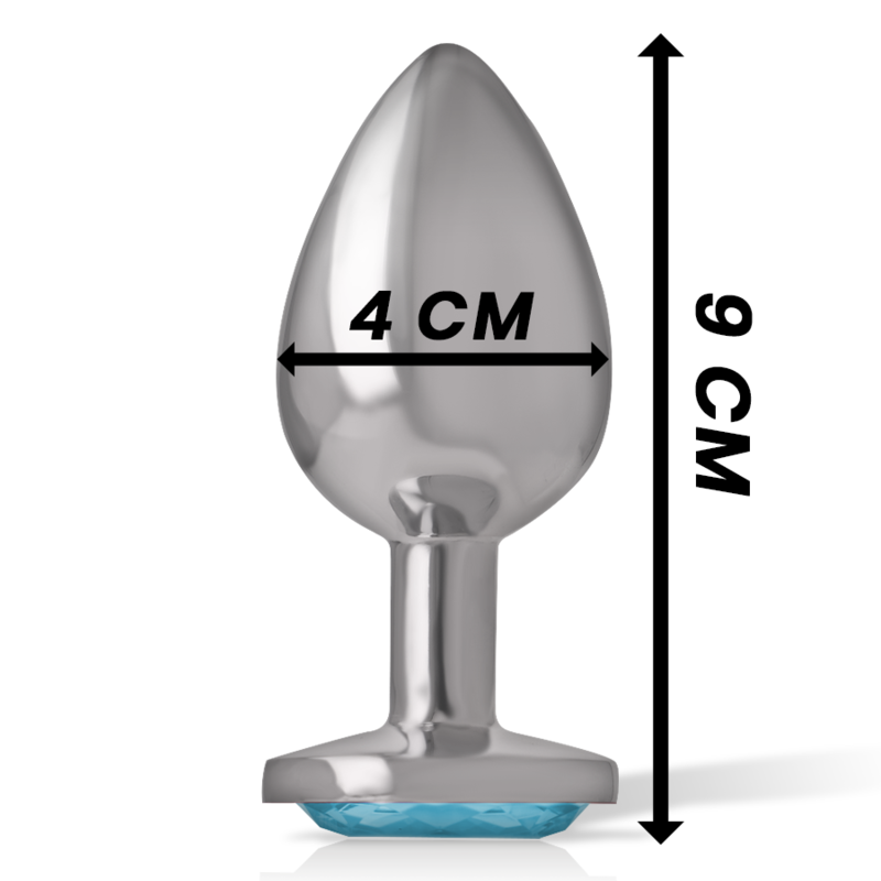 Intense Aluminium-Analplug mit blauem Kristall – Größe L