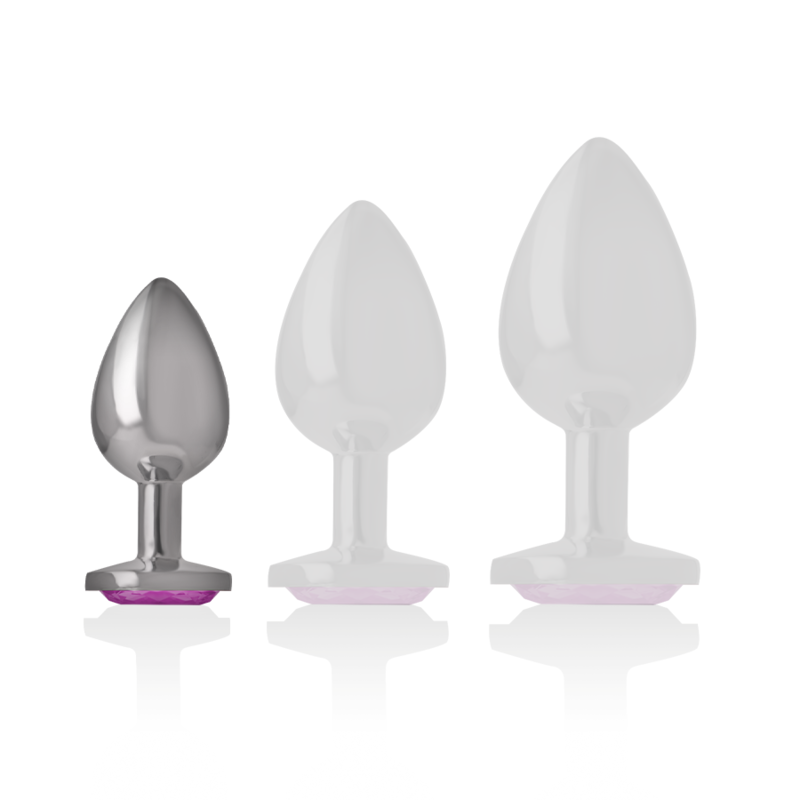 Intense Aluminium-Analplug mit rosa Kristall – Größe S