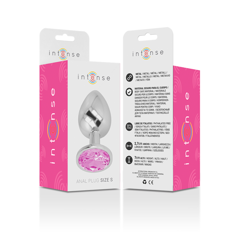 Intense Aluminium-Analplug mit rosa Kristall – Größe S