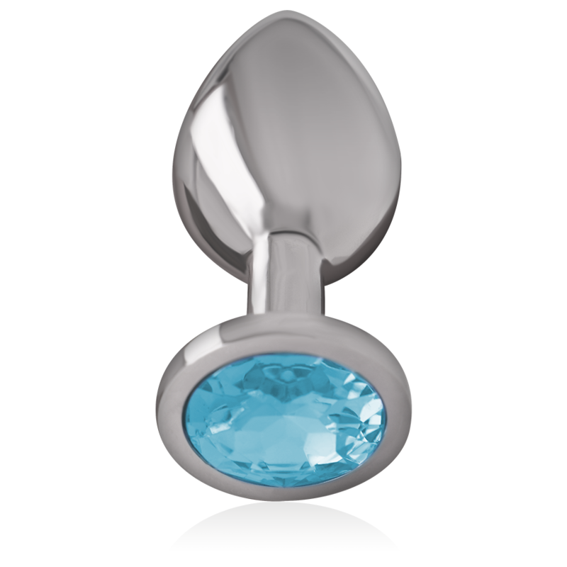Intense Aluminium-Analplug mit blauem Kristall – Größe L
