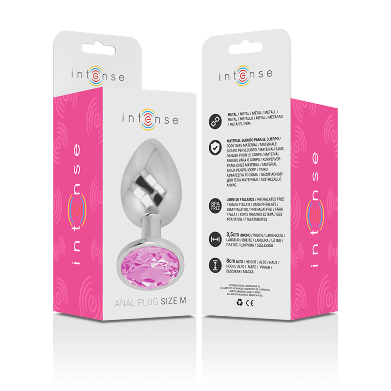 Intense Aluminium-Analplug mit rosa Kristall – Größe M