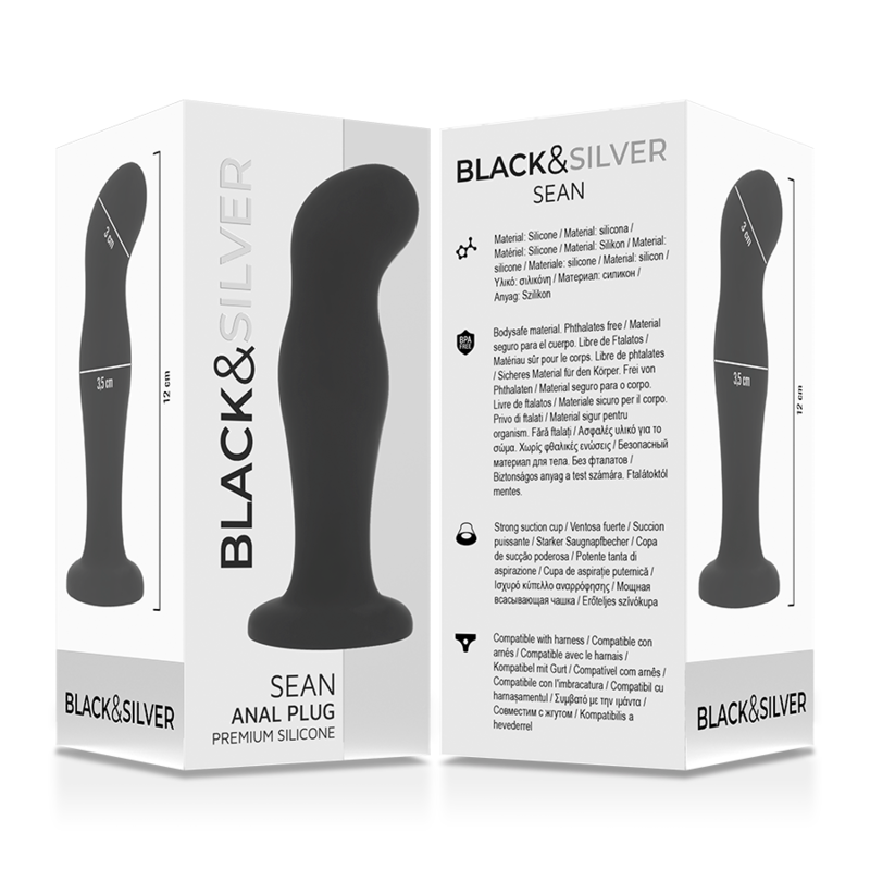 Black&Silver Sean Premium Silikon-Analplug – Schwarz