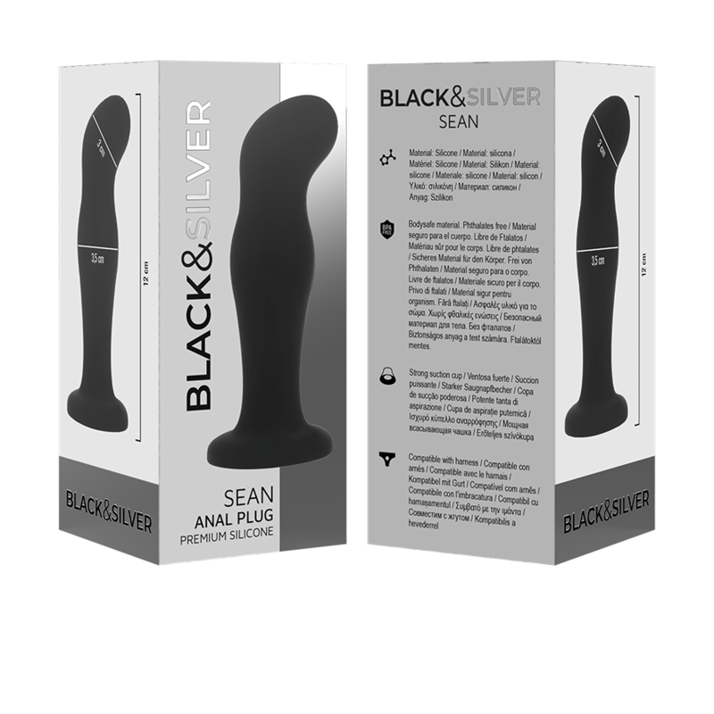 Black&Silver Sean Premium Silikon-Analplug – Schwarz