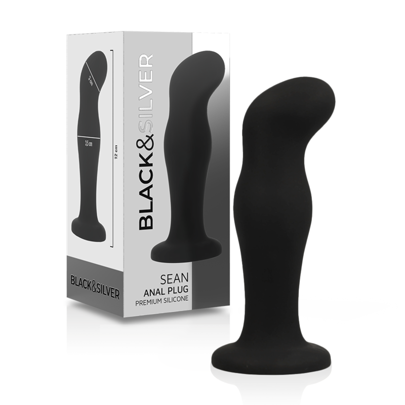 Black&Silver Sean Premium Silikon-Analplug – Schwarz
