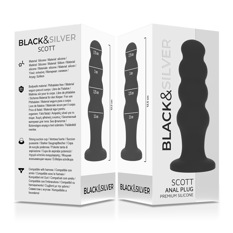 Black&Silver Scott Premium Silikon-Analplug – Schwarz