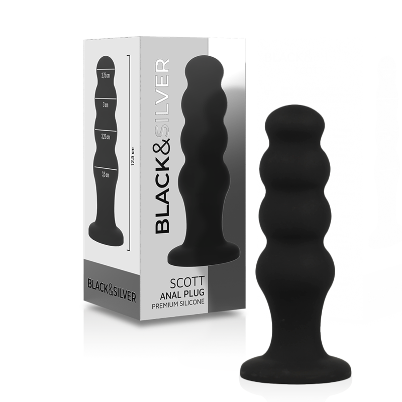 Black&Silver Scott Premium Silikon-Analplug – Schwarz