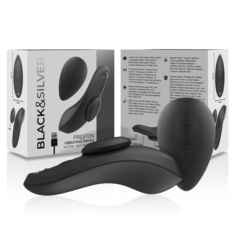 Black&Silver Preston Silikon-Panty-Vibrator wiederaufladbar – Schwarz