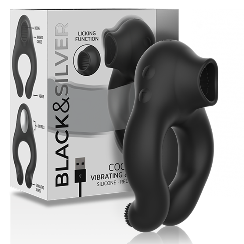 Black&Silver Silikon-Vibrationsring 3 Motoren – Schwarz