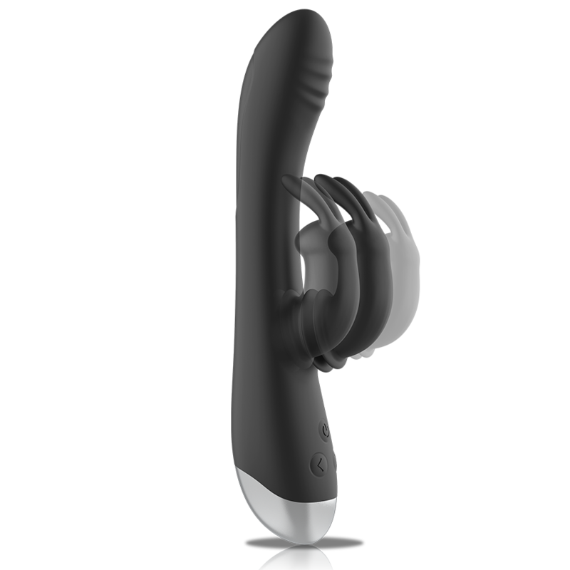Black&Silver Adam Silikon Rabbit-Vibrator wiederaufladbar