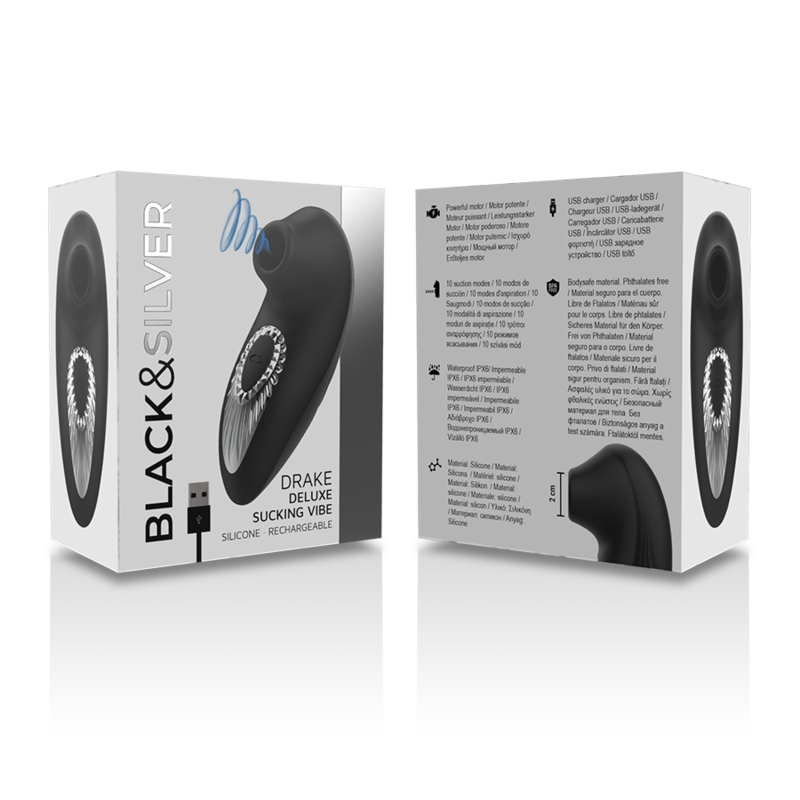 Black&Silver Drake Deluxe Sauger-Vibrator Silikon – Schwarz